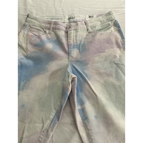 Style & Co Tie-Dye Curvy Skinny Leg Mid-Rise Slimming Denim Jeans Women's 12 - Picture 3 of 10